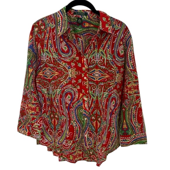 Lauren Ralph Lauren Tops - Lauren Ralph Lauren boho paisley top multicolor Size medium